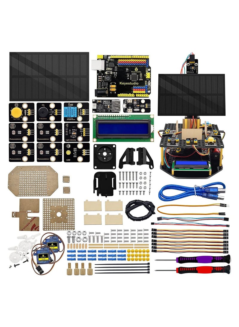 Keyestudio - Solar Tracking Kit Electronic Kit for Arduino Includes Smart Phone Charging Module Temperature and Humidity Sensor Light Sensor Educational Programming Gift for Kids and Students - Image 1