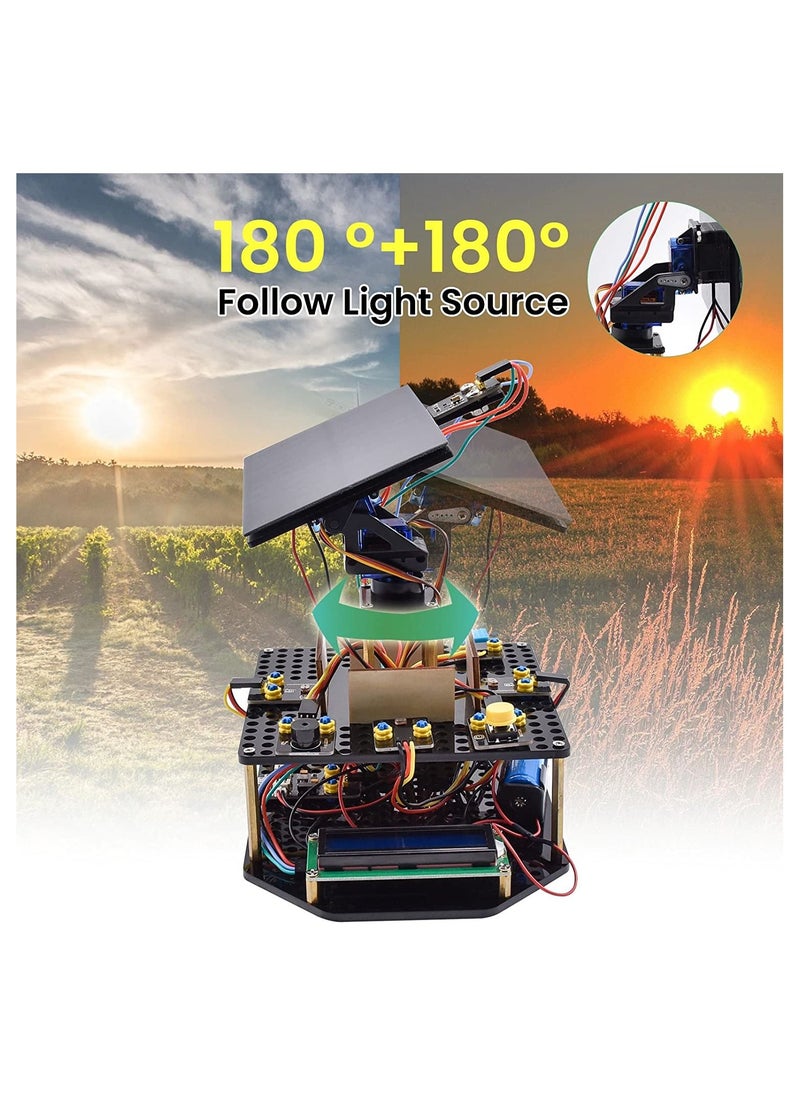 Keyestudio - Solar Tracking Kit Electronic Kit for Arduino Includes Smart Phone Charging Module Temperature and Humidity Sensor Light Sensor Educational Programming Gift for Kids and Students - Image 1