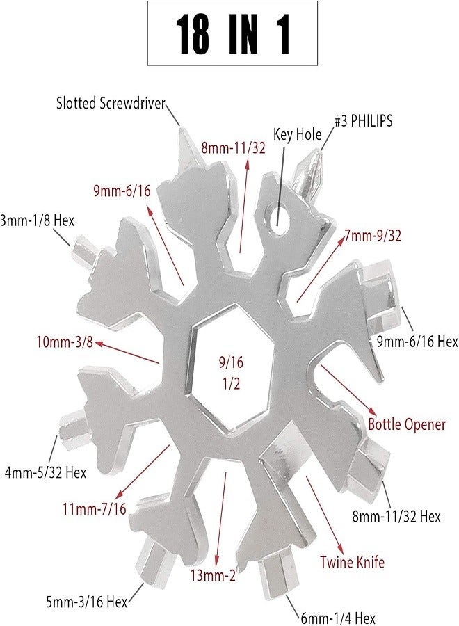 18-In-1 Snowflake Shaped Stainless Steel Multi-purpose Tool Multicolour 6.5cm  - Image 4