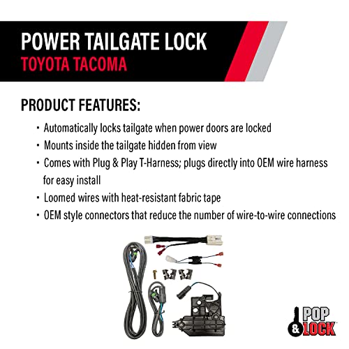 POP & LOCK – Power Tailgate Lock with Plug and Play T-Harness – Toyota Tacoma Fits Models 2016 to 2023 (PL8547TAC) - Image 3