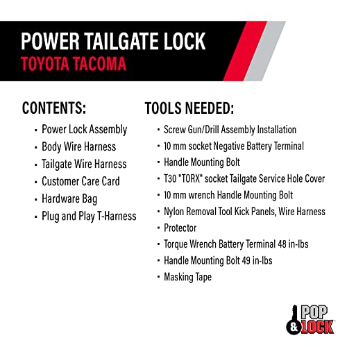 POP & LOCK – Power Tailgate Lock with Plug and Play T-Harness – Toyota Tacoma Fits Models 2016 to 2023 (PL8547TAC) - Image 5