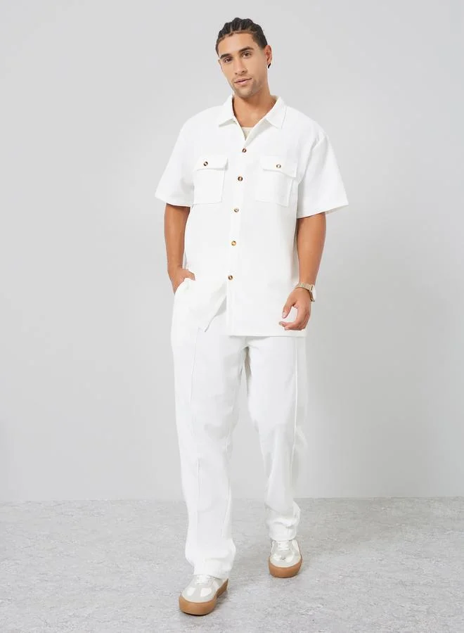 ستايلي طقم منسق من قميص وبنطال بقصة مريحة