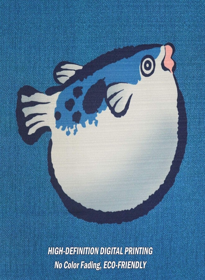 LIGICKY Japanese Style Doorway Curtains Traditional Noren Long Door Tapestry for Home Decoration 33.5 x 59 inch, Blue (Puffer Fish) - Image 4