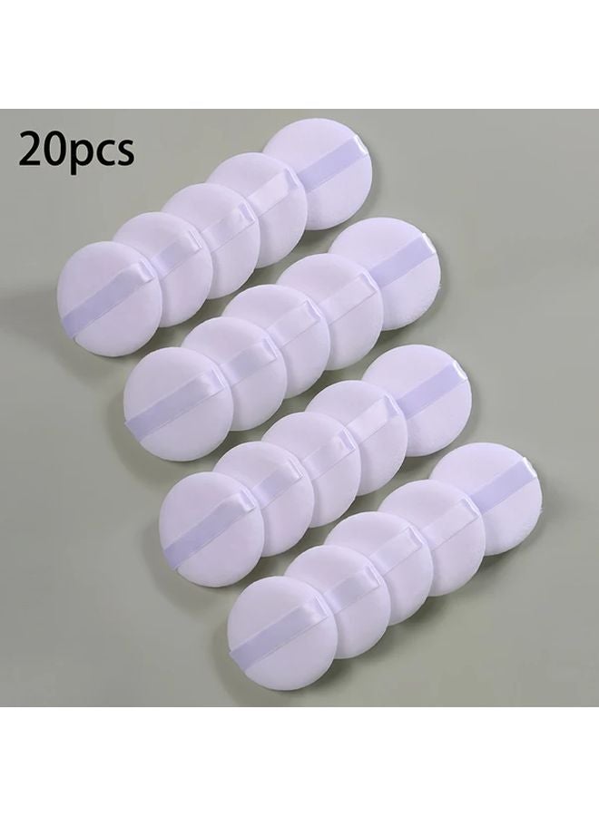 20 حقيبة من مساحيق التجميل المستديرة البيضاء مادة PU محبة للماء خالية من العطور لجميع أنواع البشرة - Image 1