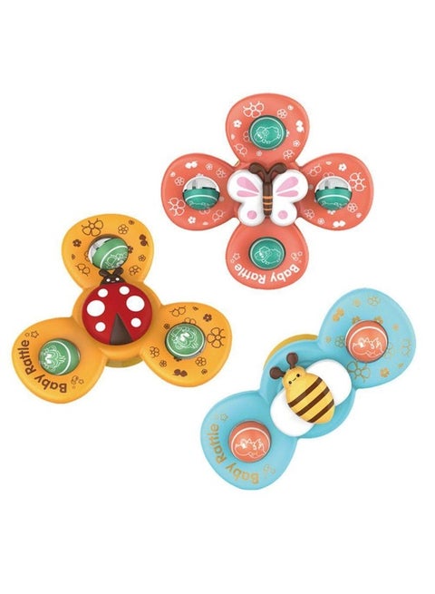 مجموعة خراخيش للأطفال مع لعبة دوّارة بكوب شفط – لعبة مناسبة للسفر، طاولة الطعام، والحمام