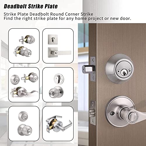 RO6G Satin Brushed Nickel Deadbolt Strike Plate Door Backplate 1" x 2 1/4" Round Corner (1-Pack) - Image 3