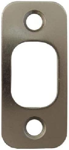 RO6G Satin Brushed Nickel Deadbolt Strike Plate Door Backplate 1" x 2 1/4" Round Corner (1-Pack) - Image 1