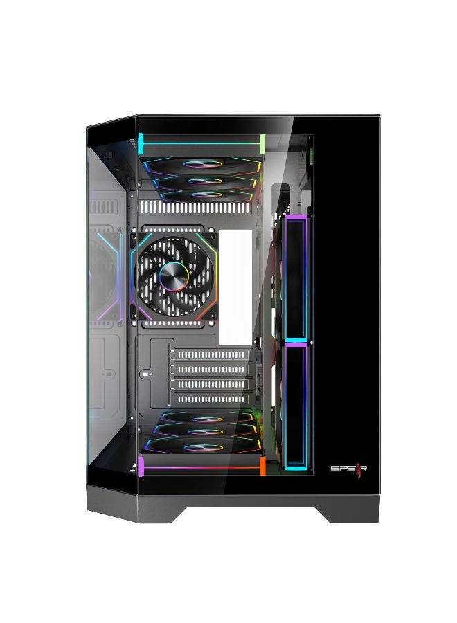 Spear Pc صندوق الألعاب DOST 60 MINI MICRO-ATX مع 6 مراوح ARGB وجهاز تحكم عن بعد باللون الأبيض يدعم مبرد 360 مم - Image 3