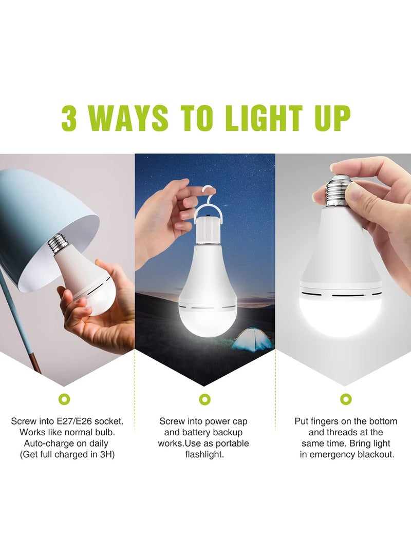SYOSI Emergency Rechargeable Light Bulbs LED 15W 80W Equivalent Stay Light Up When Power Failure 1200mAh Battery Self Charging Emergency Light Bulb for Power Outage Home Camping Tent (4PK Daylight) - Image 3