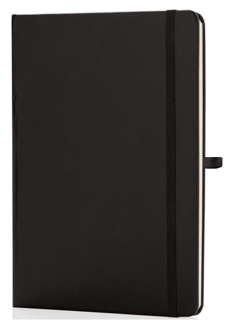 Classic Lined Hard Cover Notebook A5 Journal Notebook Diary Writing Pads Notebooks with Pen Holder Pack of 1 Black