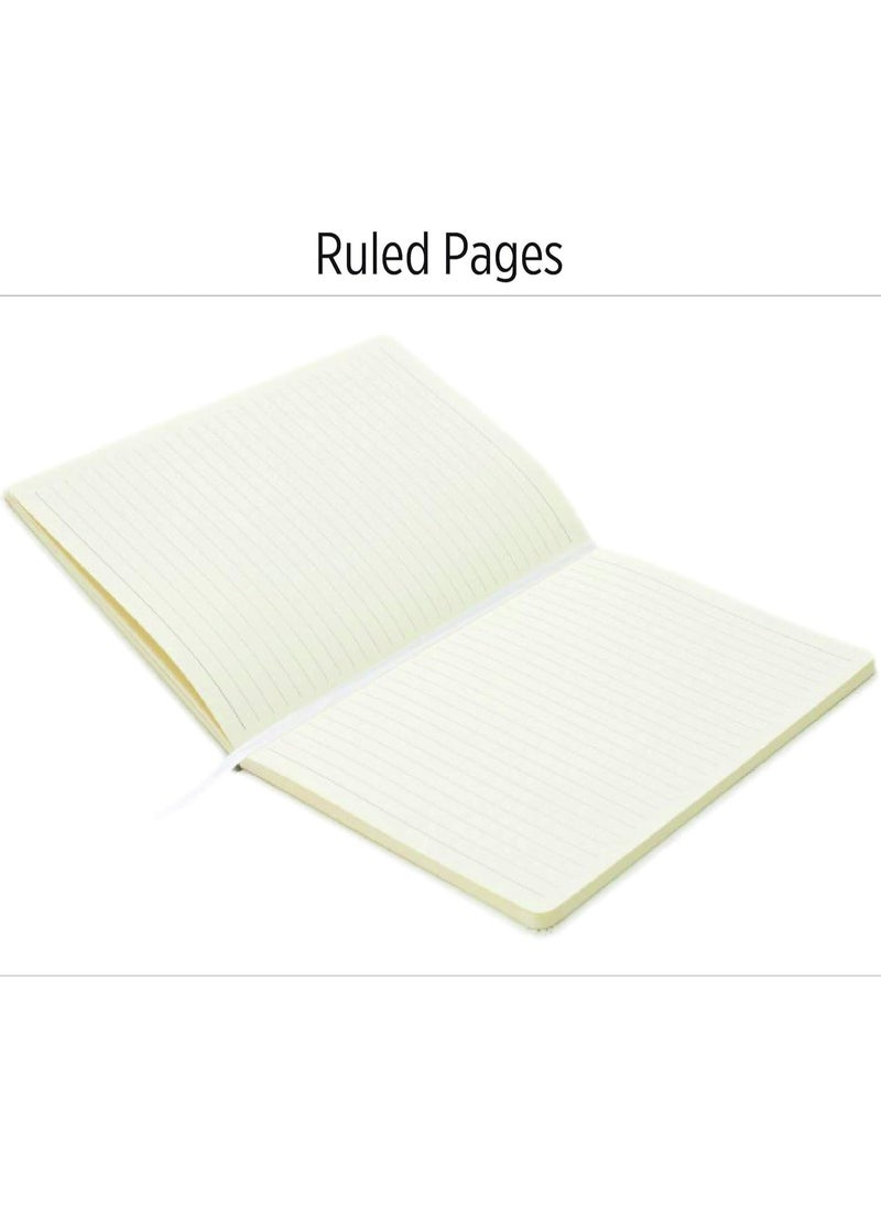 Classic Lined Hard Cover Notebook A5 Journal Notebook Diary Writing Pads Notebooks with Pen Holder Pack of 1 Black