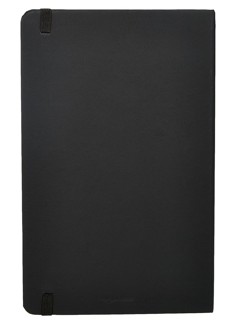 Classic Lined Hard Cover Notebook A5 Journal Notebook Diary Writing Pads Notebooks with Pen Holder Pack of 1 Black