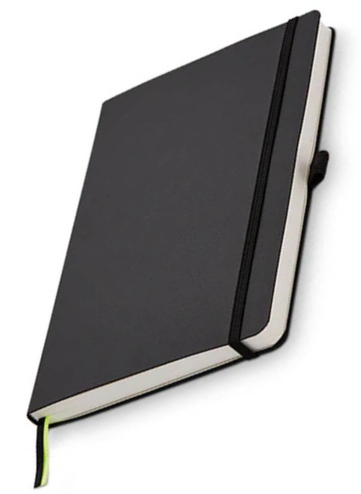 Classic Lined Hard Cover Notebook A5 Journal Notebook Diary Writing Pads Notebooks with Pen Holder Pack of 1 Black