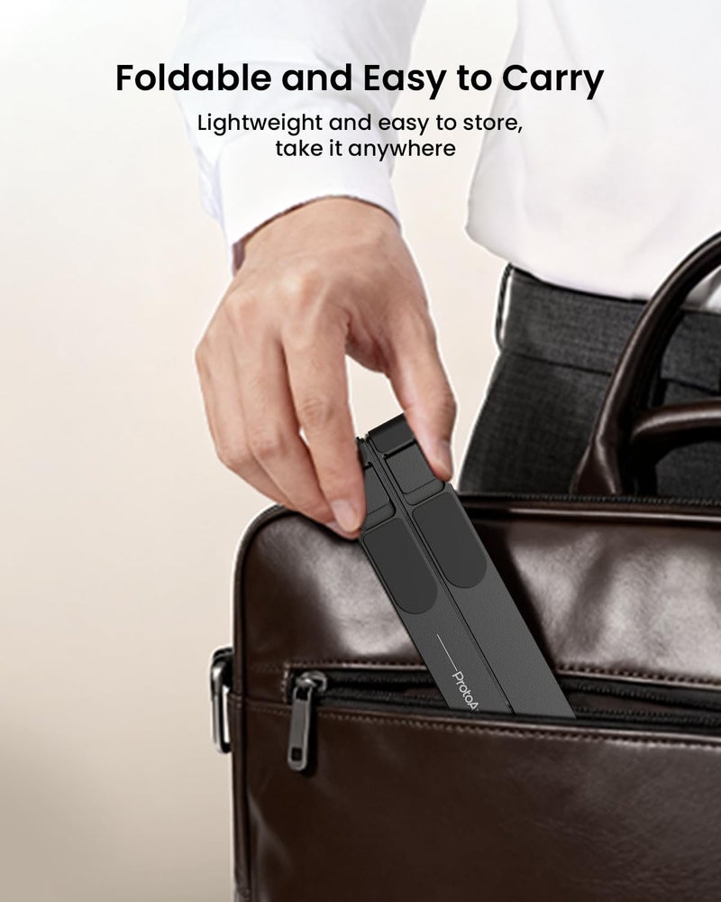 ProtoArc Portable Laptop Stand, CS100 Laptop Stand for Desk, Aluminum+Silicone Adjustable Laptop Riser, 6 Level Height Ergonomic Computer Holder for 10-17.3" Laptops, Tablets-Black - Image 2