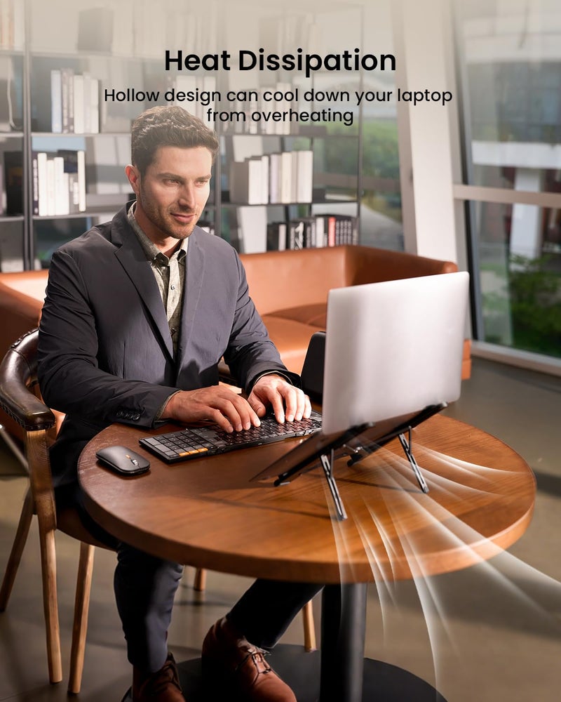 ProtoArc Portable Laptop Stand, CS100 Laptop Stand for Desk, Aluminum+Silicone Adjustable Laptop Riser, 6 Level Height Ergonomic Computer Holder for 10-17.3" Laptops, Tablets-Black - Image 5
