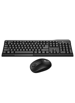 Goldfinch Wireless Keyboard & Mouse Combo, 2.4 GHz Nano USB Receiver, Full Size, Island Key Design, Left or Right Hand, 1200 DPI Optical Mouse, Black