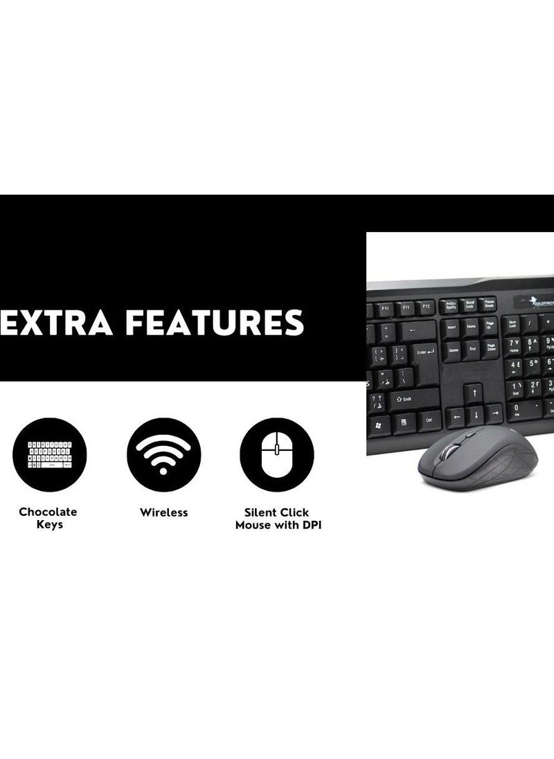 Goldfinch - Goldfinch Wireless Keyboard & Mouse Combo, 2.4 GHz Nano USB Receiver, Full Size, Island Key Design, Left or Right Hand, 1200 DPI Optical Mouse, Black - Image 1