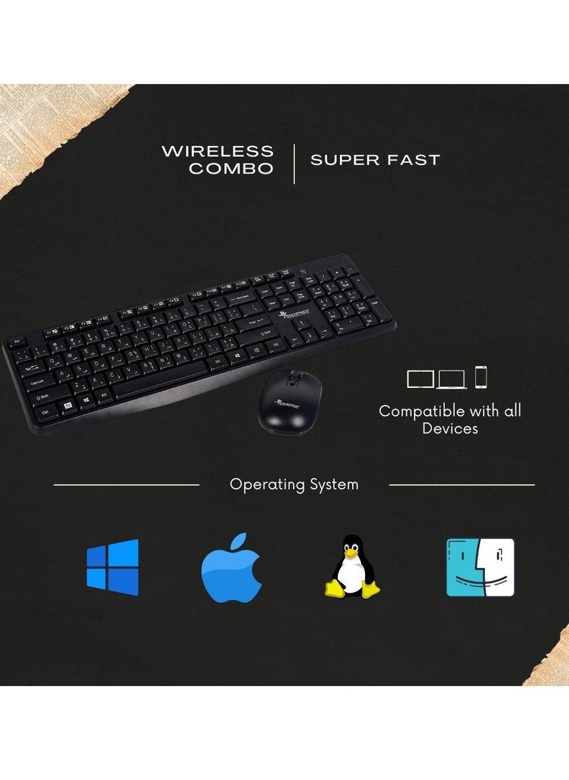 Goldfinch - Goldfinch Wireless Keyboard & Mouse Combo, 2.4 GHz Nano USB Receiver, Full Size, Island Key Design, Left or Right Hand, 1200 DPI Optical Mouse, Black - Image 1