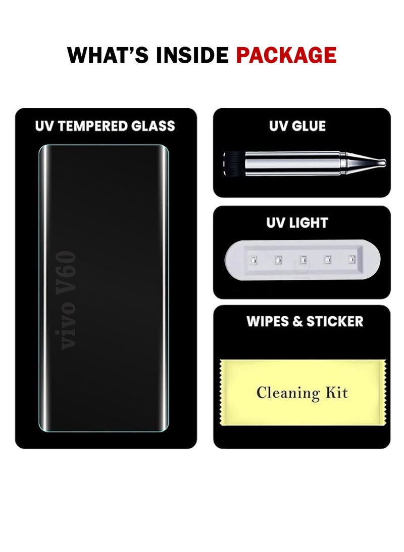 Vivo V60 5g Premium Tempered Glass Design For Vivo V60 5g | Smartphone Advanced Border Less Full Edge To Edge UV Screen Protector And Easy Installation Kit - Image 5
