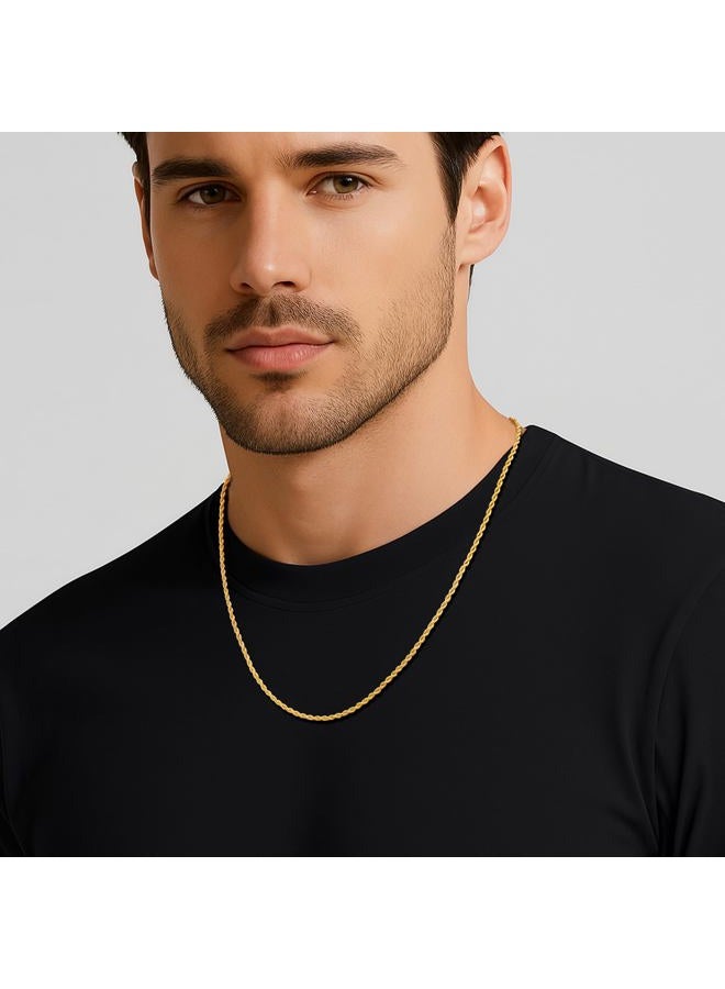 Fiusem 3mm Rope Chain Necklace for Men, Silver Tone Mens Chain Necklace, Stainless Steel Necklace Chain for Men Women, Jewelry Gift, 20 Inches, Stainless Steel, No Gemstone - Image 4