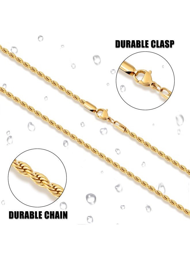 Fiusem 3mm Rope Chain Necklace for Men, Silver Tone Mens Chain Necklace, Stainless Steel Necklace Chain for Men Women, Jewelry Gift, 20 Inches, Stainless Steel, No Gemstone - Image 5