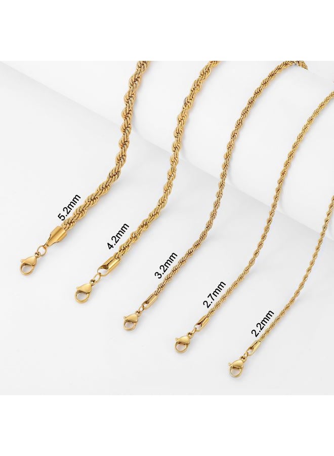 Fiusem 3mm Rope Chain Necklace for Men, Silver Tone Mens Chain Necklace, Stainless Steel Necklace Chain for Men Women, Jewelry Gift, 20 Inches, Stainless Steel, No Gemstone - Image 2