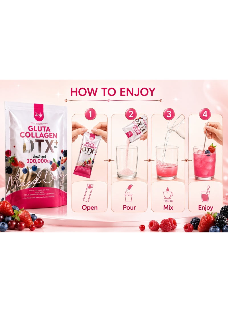 JOJI Gluta Collagen DTX Mixed Berry | 200,000mg Collagen & Glutathione | Skin Brightening & Detox | 10 Sachets (20g Each) - 200g - Image 3