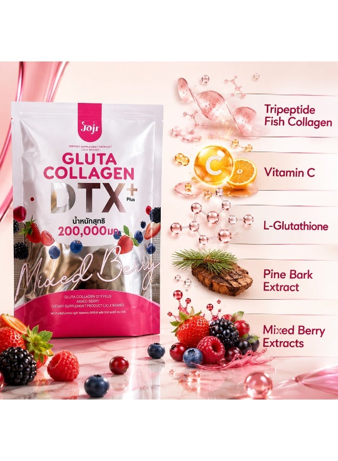 JOJI Gluta Collagen DTX Mixed Berry | 200,000mg Collagen & Glutathione | Skin Brightening & Detox | 10 Sachets (20g Each) - 200g - Image 2