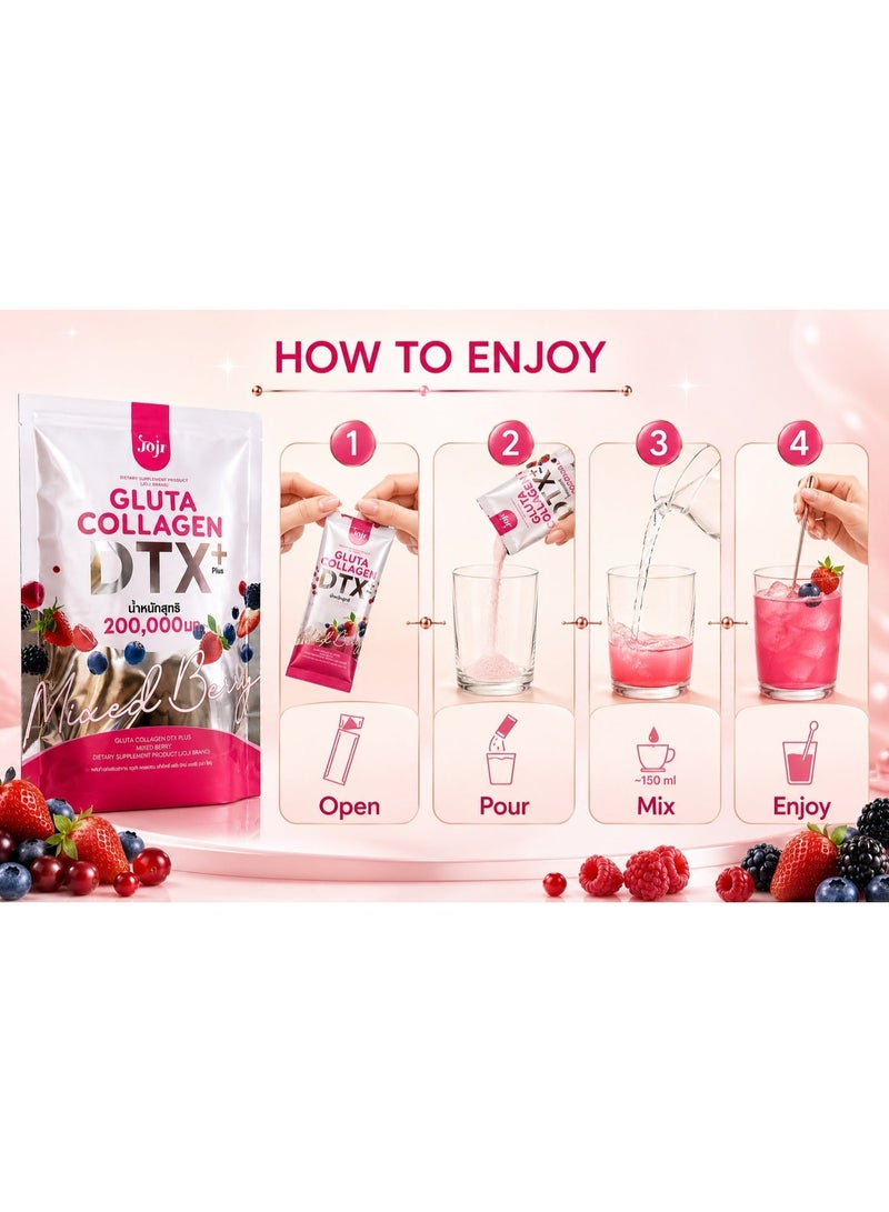 Joji Gluta Collagen DTX Plus Mixed Berry Drink Powder, 200,000mg Collagen & Glutathione, 10 Sachets (20g Each) - Image 5