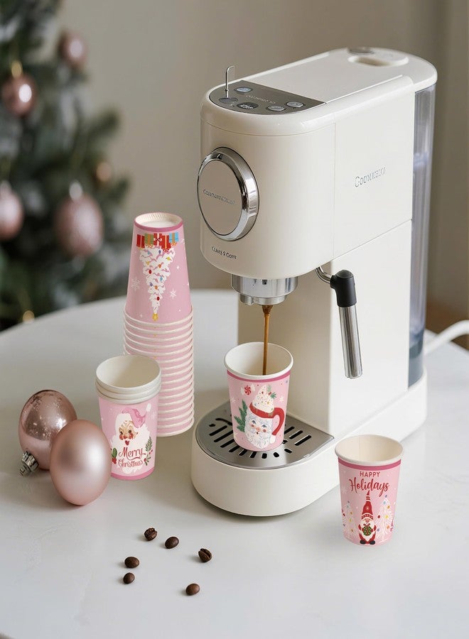 WRAPAHOLIC أكواب ورقية عيد الميلاد WRAPAHOLIC سعة 3 أونصات - عبوة 100 كوب قابلة للتخلص مع تصميم سانتا الوردي، والجنوم، وشجرة عيد الميلاد، كوب صغير لغسول الفم أو الوجبات الخفيفة لحفلة العطلة، الحمام المنزلي، التجمعات الشتوية - Image 4