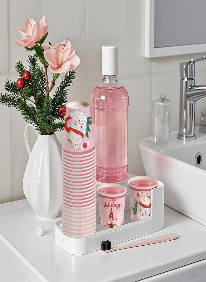 WRAPAHOLIC أكواب ورقية عيد الميلاد WRAPAHOLIC سعة 3 أونصات - عبوة 100 كوب قابلة للتخلص مع تصميم سانتا الوردي، والجنوم، وشجرة عيد الميلاد، كوب صغير لغسول الفم أو الوجبات الخفيفة لحفلة العطلة، الحمام المنزلي، التجمعات الشتوية - Image 5
