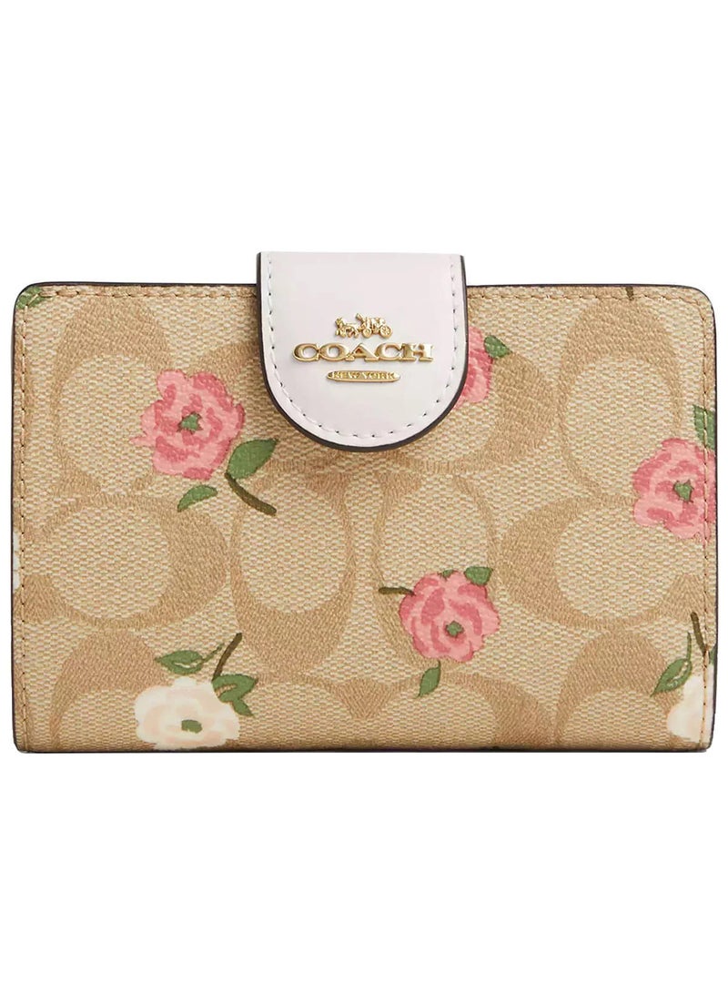 coachoutlet COACH Women’s Signature Floral Rose Medium Corner Zip Wallet CR968 - Image 1
