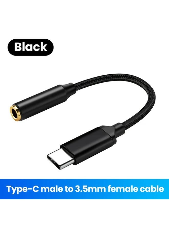 كابل محول من Black Type C إلى 35mm لتوصيل صوت مساعد لراديو السيارة وسماعات الرأس - Image 1