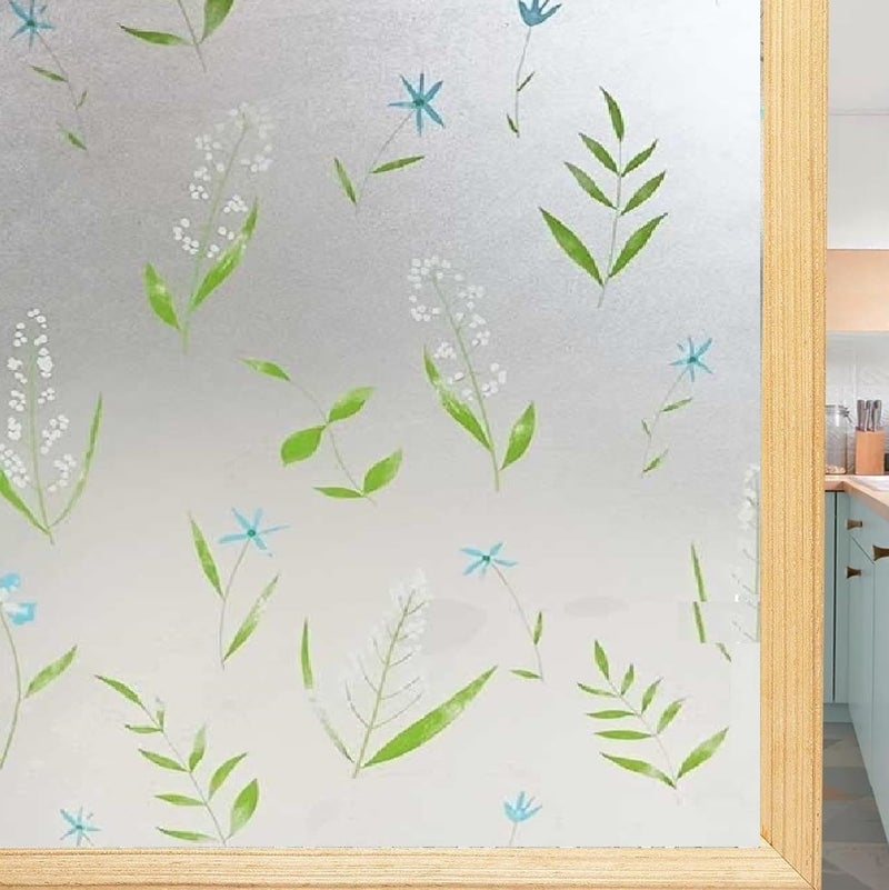 LIVECOOL Privacy Glass Frosted Window Film Heat Blocking Static Cling Frosting Window Film for Bathroom Home Office, (12 X 24 Inch, Blk Iris) - Image 1