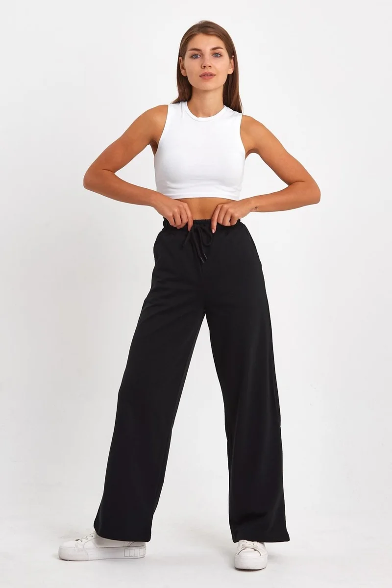 mmetalic Black-Navy Blue-Anthracite Women's Seasonal Casual Wide Leg Side Pocket 3-Pack Sweatpants
