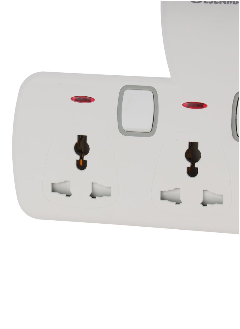 Olsenmark Olsenmark Multi Plug Extension Socket with USB, 2 Way Electrical Outlet Extender with 2 USB, Wall Charger, Universal Plug Adapter, Charging Station for Home, Office, Kitchen, Individually Switched  - Image 3