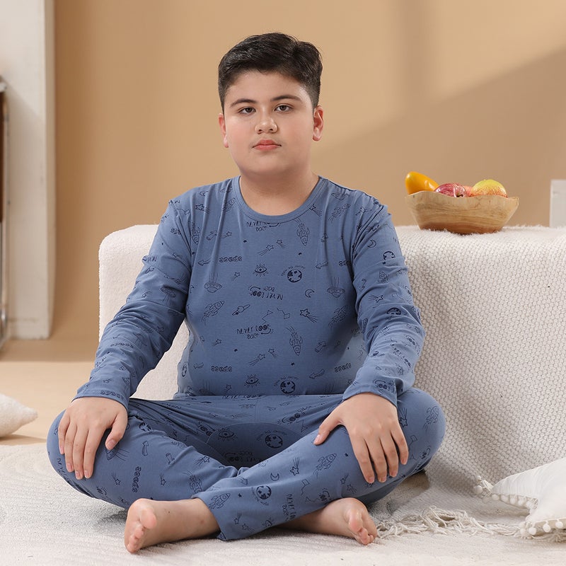 Teenagers Fat Children'S Lycra Cotton Underwear Suit Large Children'S Plus Fat Widened Pure Cotton Autumn Clothes And Pants Pajamas For Boys And Girls - Image 4