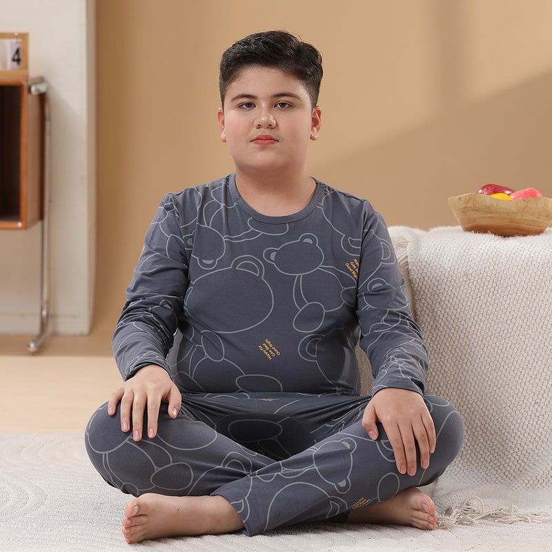 Teenagers Fat Children'S Lycra Cotton Underwear Suit Large Children'S Plus Fat Widened Pure Cotton Autumn Clothes And Pants Pajamas For Boys And Girls - Image 3