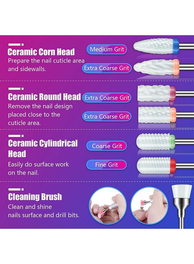 Depvko 30Pcs Nail Drill Bits3/32 Inch Ceramic Drill Bits For Nails Sets Acrylic Diamond Cuticle Efile Carbide Remover Bits For Home Salon Acrylic Gel Nail Manicure Pedicure Tools(Come With 3 Cases) - Image 4