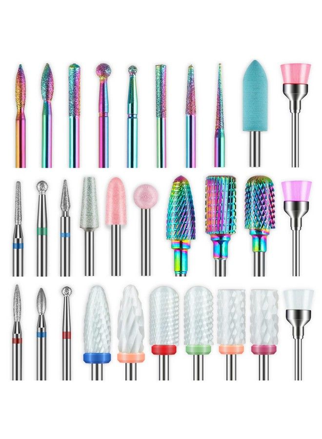 Depvko 30Pcs Nail Drill Bits3/32 Inch Ceramic Drill Bits For Nails Sets Acrylic Diamond Cuticle Efile Carbide Remover Bits For Home Salon Acrylic Gel Nail Manicure Pedicure Tools(Come With 3 Cases) - Image 2