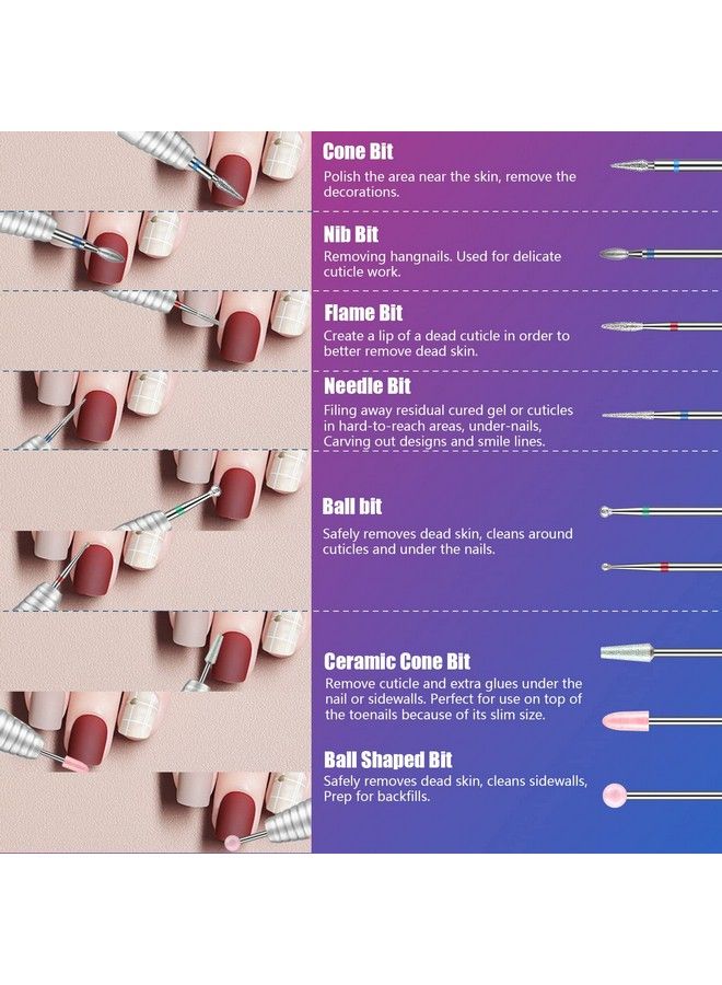 Depvko 30Pcs Nail Drill Bits3/32 Inch Ceramic Drill Bits For Nails Sets Acrylic Diamond Cuticle Efile Carbide Remover Bits For Home Salon Acrylic Gel Nail Manicure Pedicure Tools(Come With 3 Cases) - Image 3