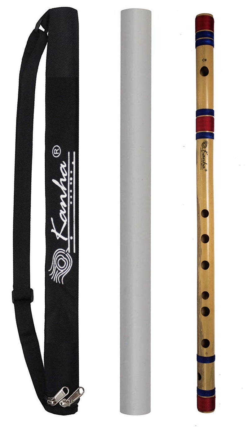 Kanha Flutes C Scale Sharp Medium Assam Bamboo Flute Musical Instrument Size 18 Inch Bansuri Right Handed With Cover - Image 1