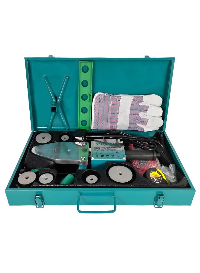 CANDAN Comprehensive CML Candan Plastic Pipe Welding Machine Kit with Dual-U Heating, Aluminum Panel, Multiple Die Sizes (20mm-63mm), and Complete Tool Set (Cutter, Gloves, Level) in Metal Carry Case - Image 1