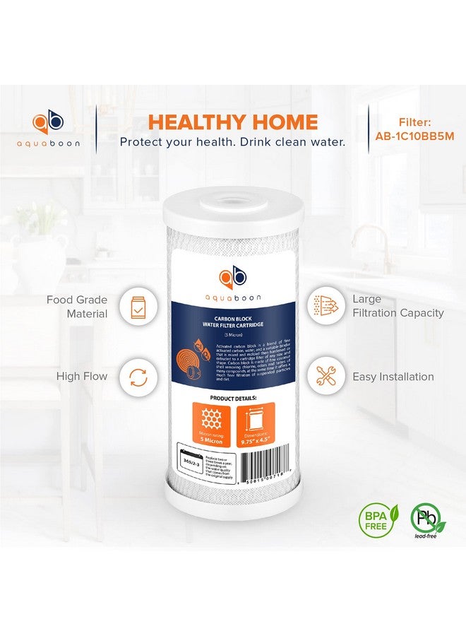 أكوابون فلتر مياه Aquaboon 5 ميكرون 10x4.5 خرطوشة بديلة لمرشح المياه CTO للمنزل بالكامل متوافقة مع FXHTC وCB-BB-10 وEP-BB، عبوة من قطعتين - Image 3