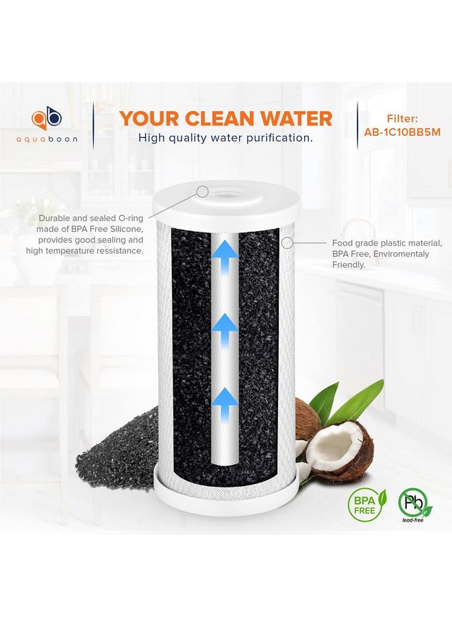 أكوابون فلتر مياه Aquaboon 5 ميكرون 10x4.5 خرطوشة بديلة لمرشح المياه CTO للمنزل بالكامل متوافقة مع FXHTC وCB-BB-10 وEP-BB، عبوة من قطعتين - Image 4