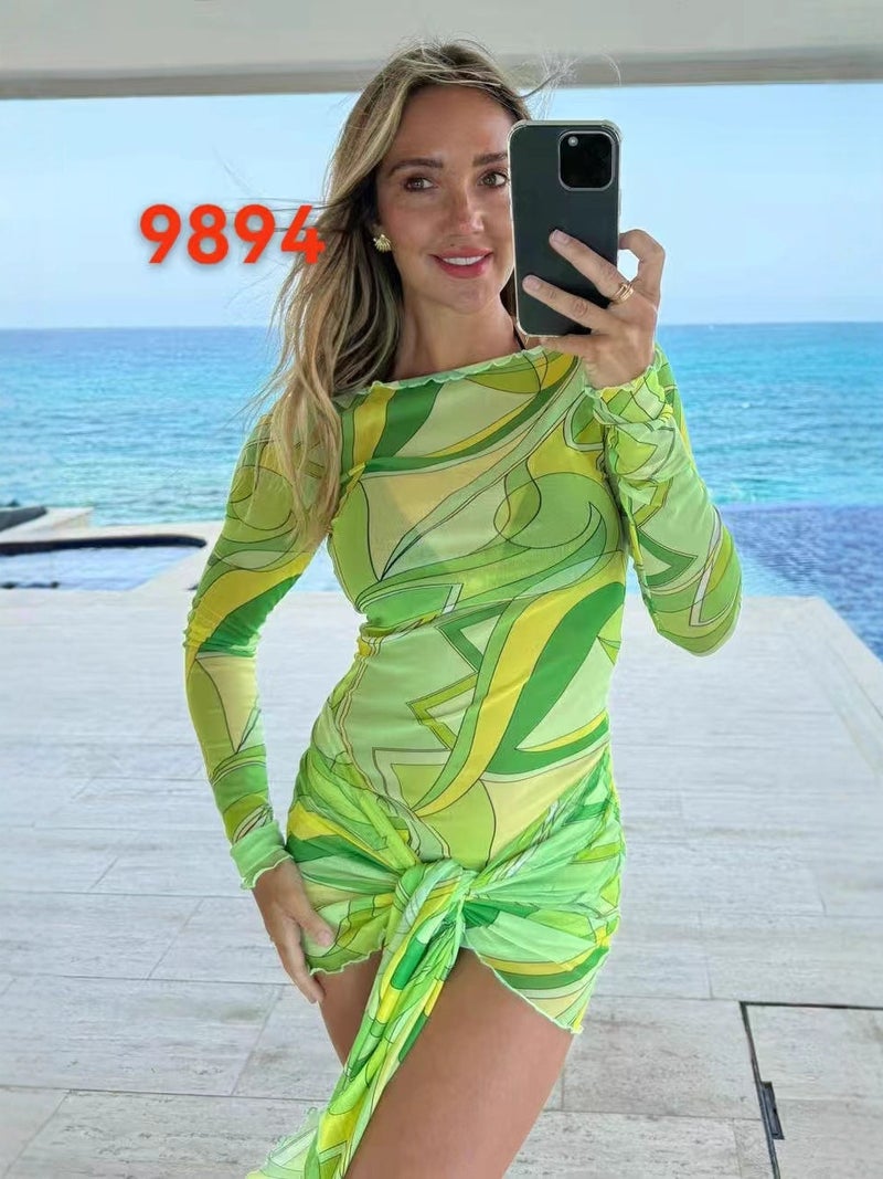 2024 Export New Swimwear Long-Sleeved Split Bikini Three-Piece Large Size Swimsuit For Women - Image 2