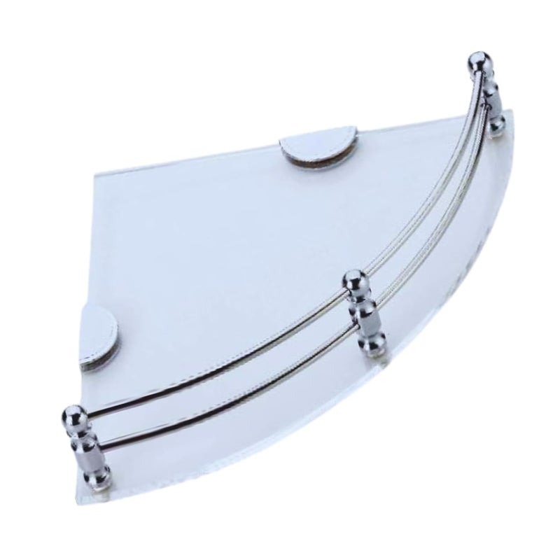 Ki Acrylic Wall Mount Bathroom Corner Shelf with Brass Bracket (Size - 7x7 Inch) (Clear Colour) - Image 1