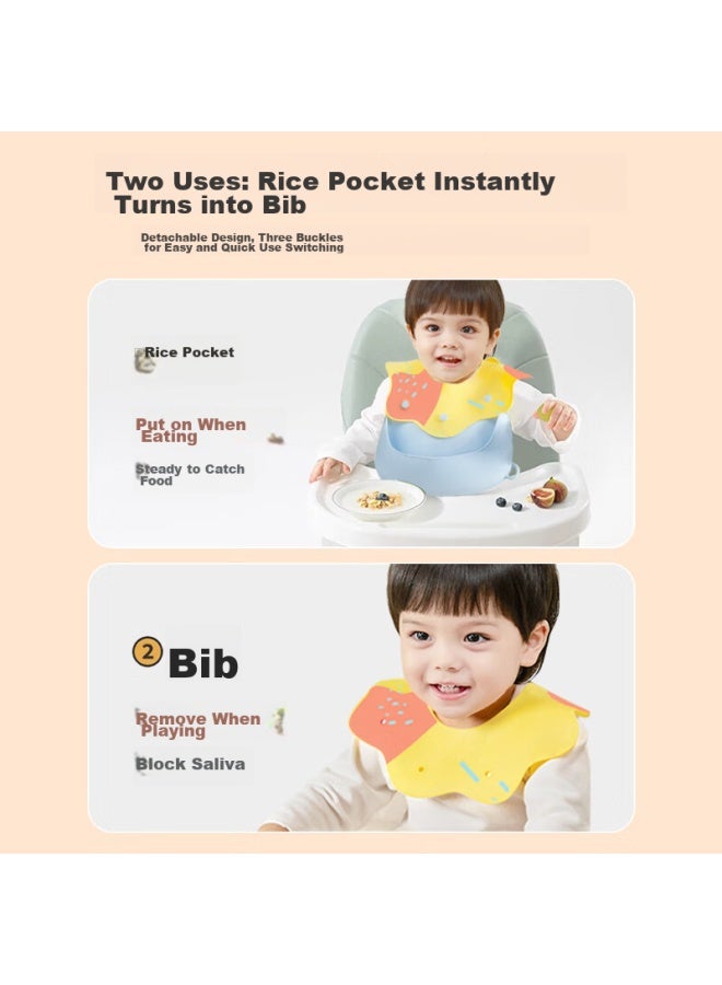 Doctor Ma Dr. Ma Baby Bib, Infant Feeding Bib, Children's Food Silicone Drool Bib, Detachable, Blue - Image 3