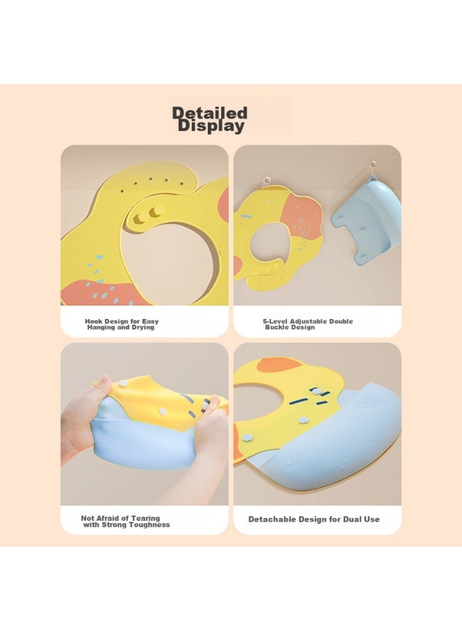Doctor Ma Dr. Ma Baby Bib, Infant Feeding Bib, Children's Food Silicone Drool Bib, Detachable, Blue - Image 4