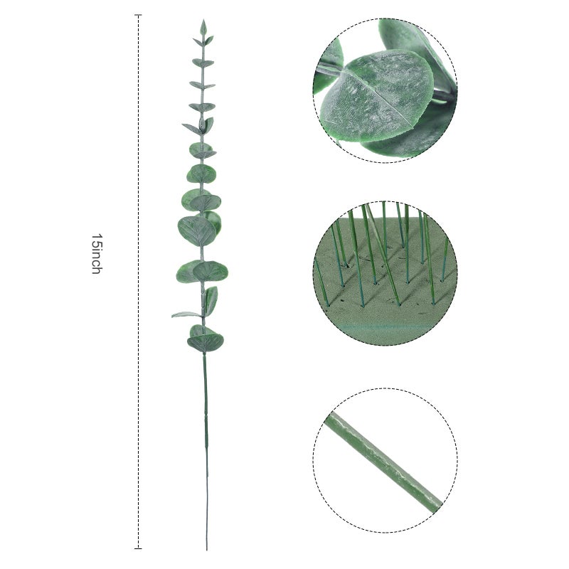 Canlierr 100 Pcs Eucalyptus Stems Faux Greenery Artificial Eucalyptus Leaves Eucalyptus Decor Greenery Stems Faux Greenery Branch for Wedding Centerpiece Flower Bouquet Farmhouse Home (Dark Green) - Image 2